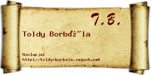 Toldy Borbála névjegykártya