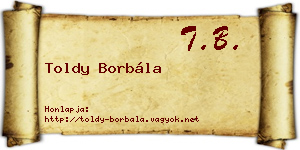 Toldy Borbála névjegykártya